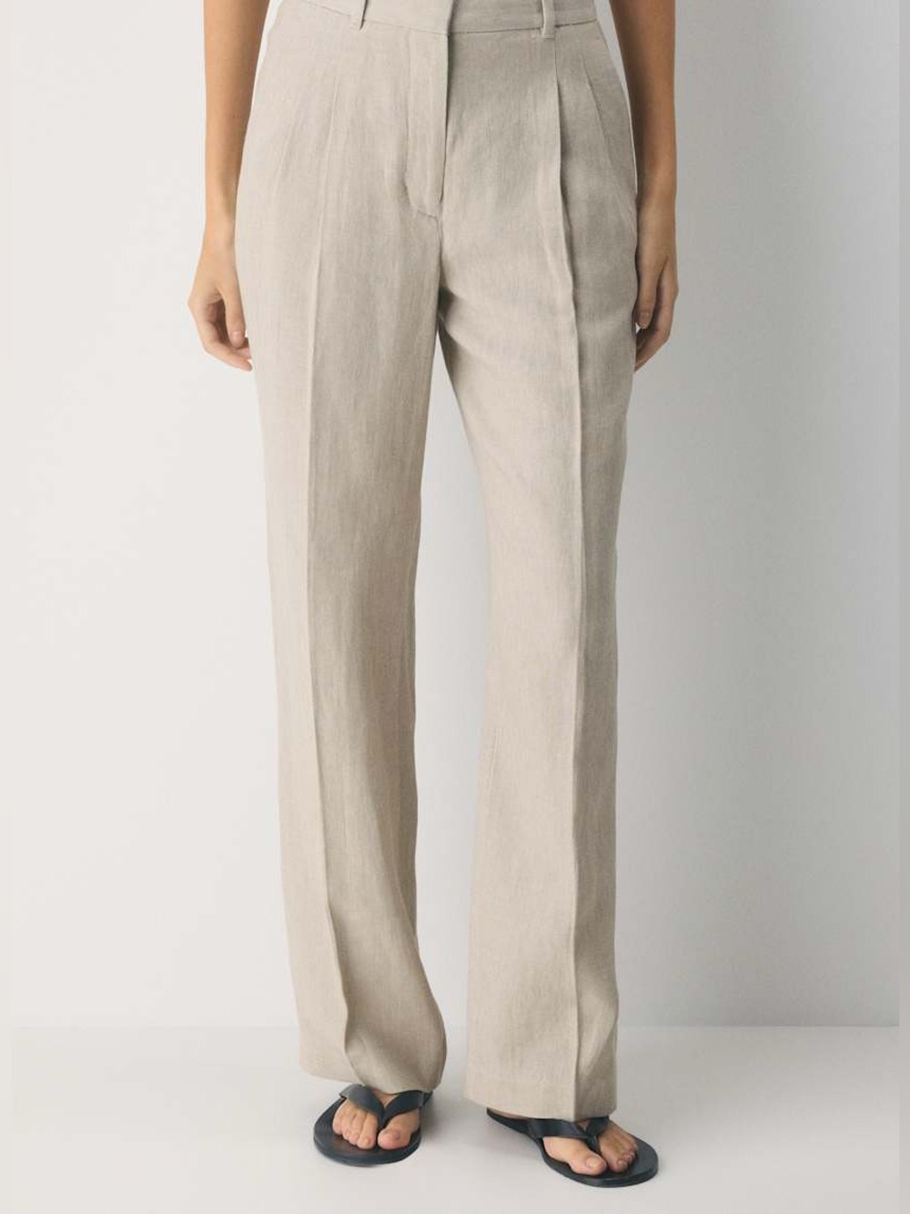Aritzia the effortless pant power linen color undyed dark ecru size 10